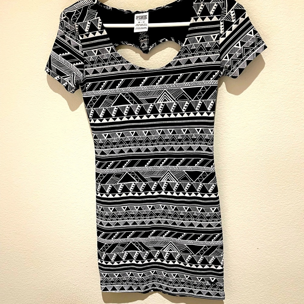 Mini dress with with black and gray tribal print.